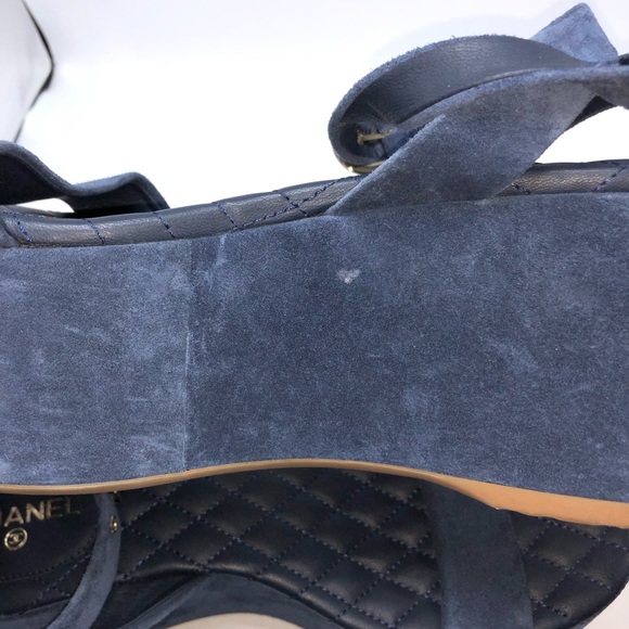 Chanel blue suede platform sandals - Picture 8 of 8